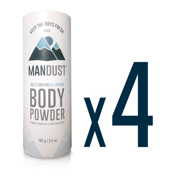 Men’s Body Powder 4-Pack for Sweat & Chafing | Talc-Free | MANDUST ...